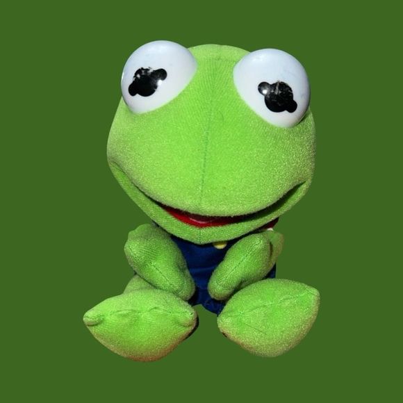 Muppet Babies BABY Kermit The Frog Overalls Stuffed Toy Jim Henson Plush 8” - Picture 1 of 3